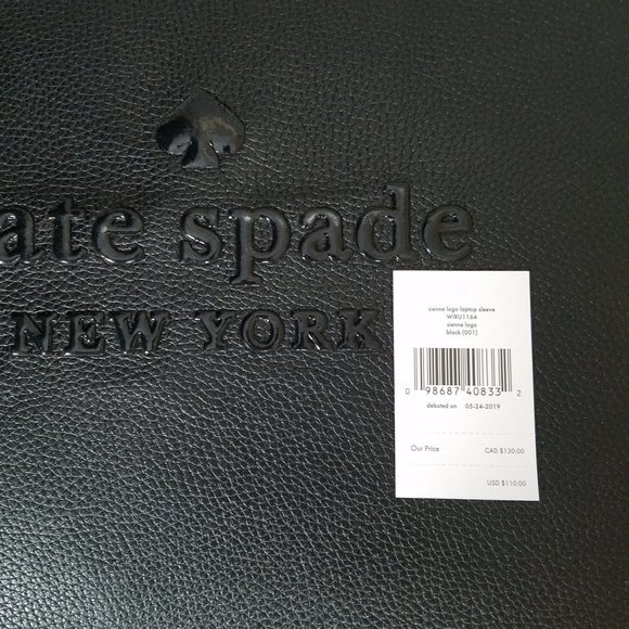 kate Spade black sienne logo laptop sleeve new - Picture 7 of 8
